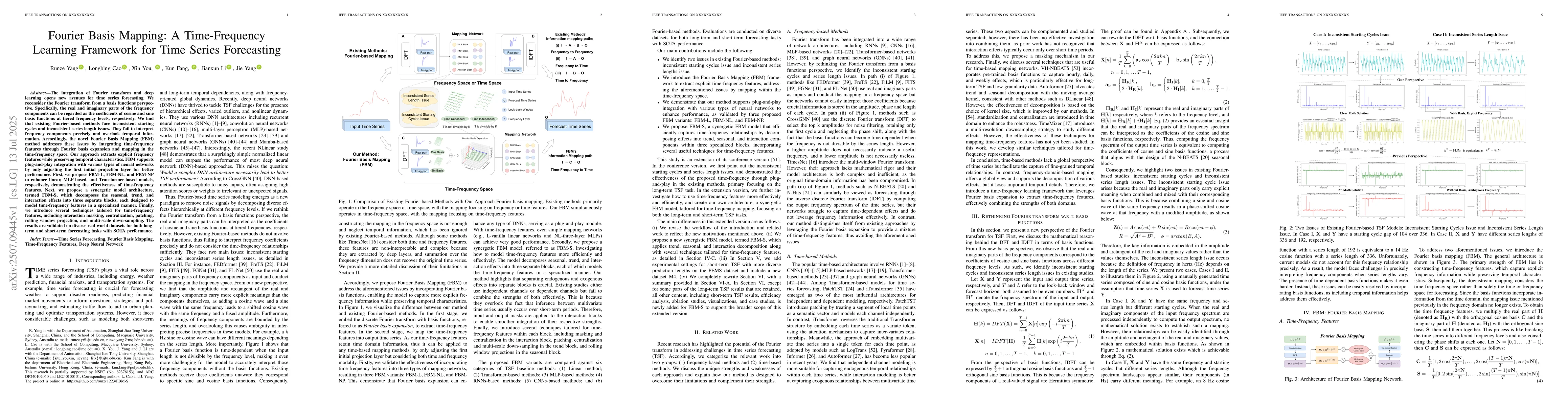 Thumbnail for Fourier Basis Mapping: A Time-Frequency Learning Framework for Time
  Series Forecasting