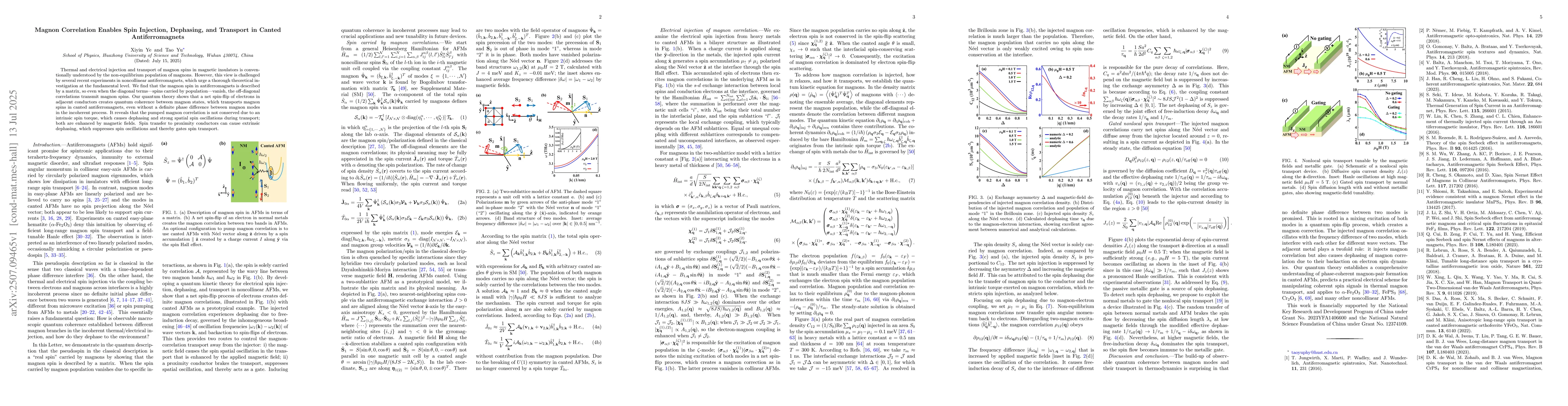Thumbnail for Magnon Correlation Enables Spin Injection, Dephasing, and Transport in
  Canted Antiferromagnets