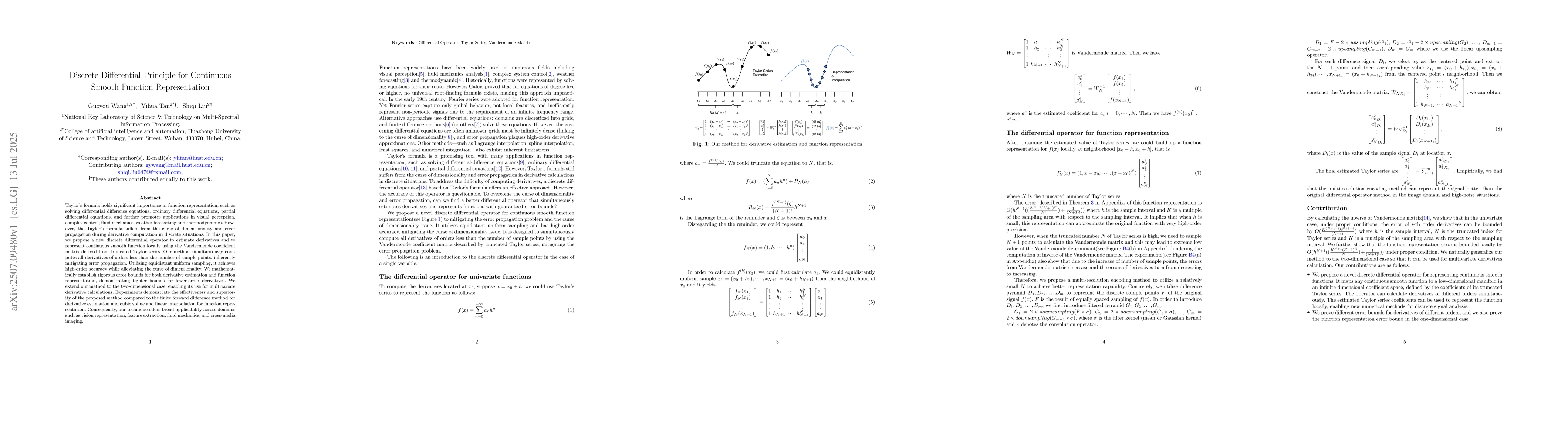 Thumbnail for Discrete Differential Principle for Continuous Smooth Function
  Representation