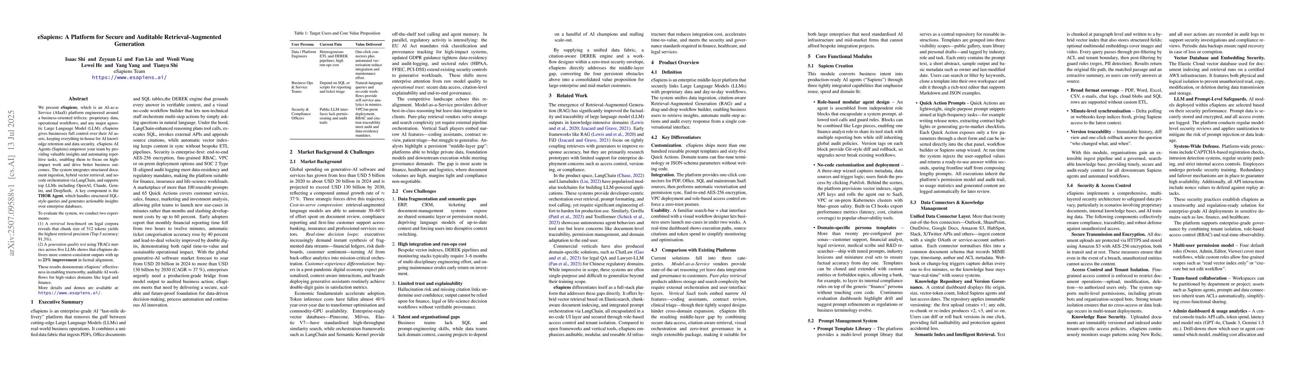 Thumbnail for eSapiens: A Platform for Secure and Auditable Retrieval-Augmented
  Generation