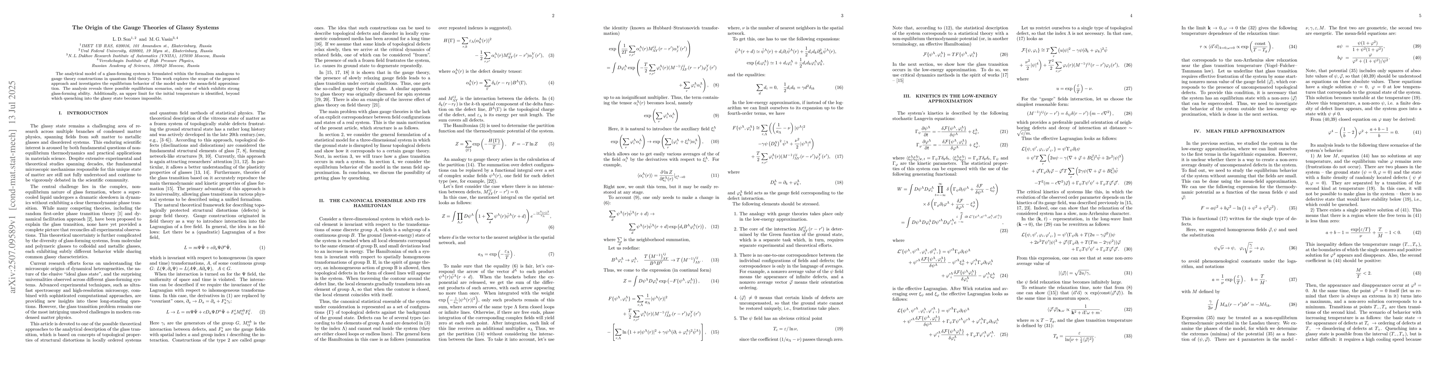 Thumbnail for The Origin of the Gauge Theories of Glassy Systems