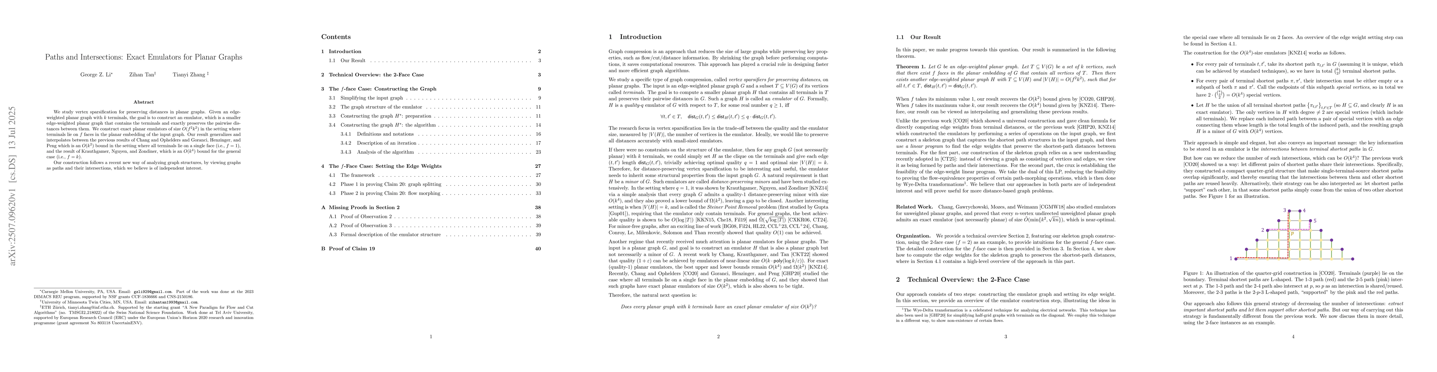 Thumbnail for Paths and Intersections: Exact Emulators for Planar Graphs