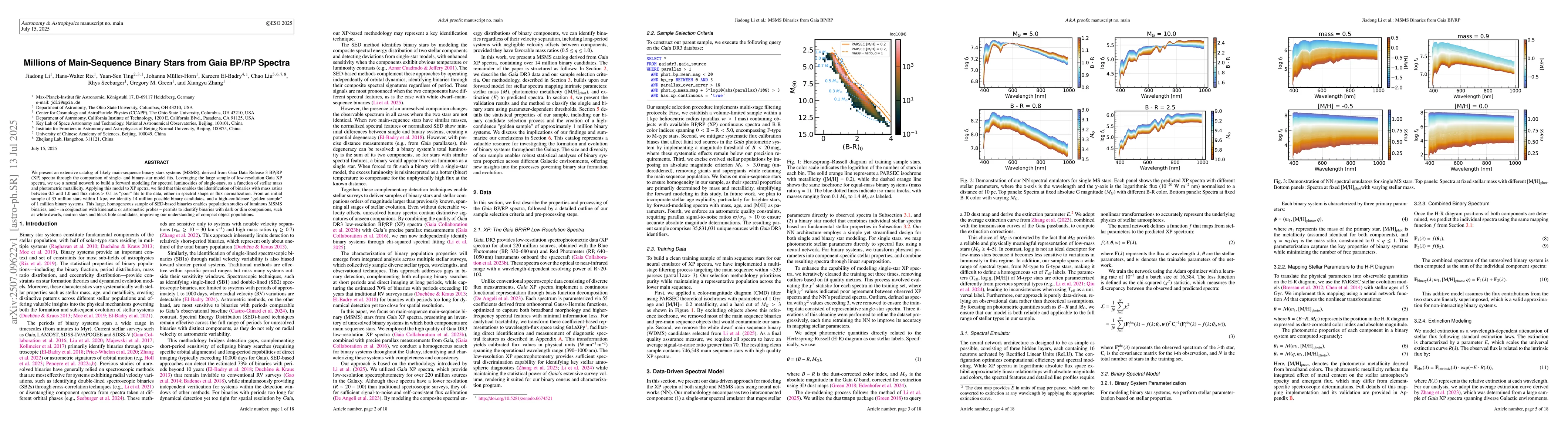 Thumbnail for Millions of Main-Sequence Binary Stars from Gaia BP/RP Spectra