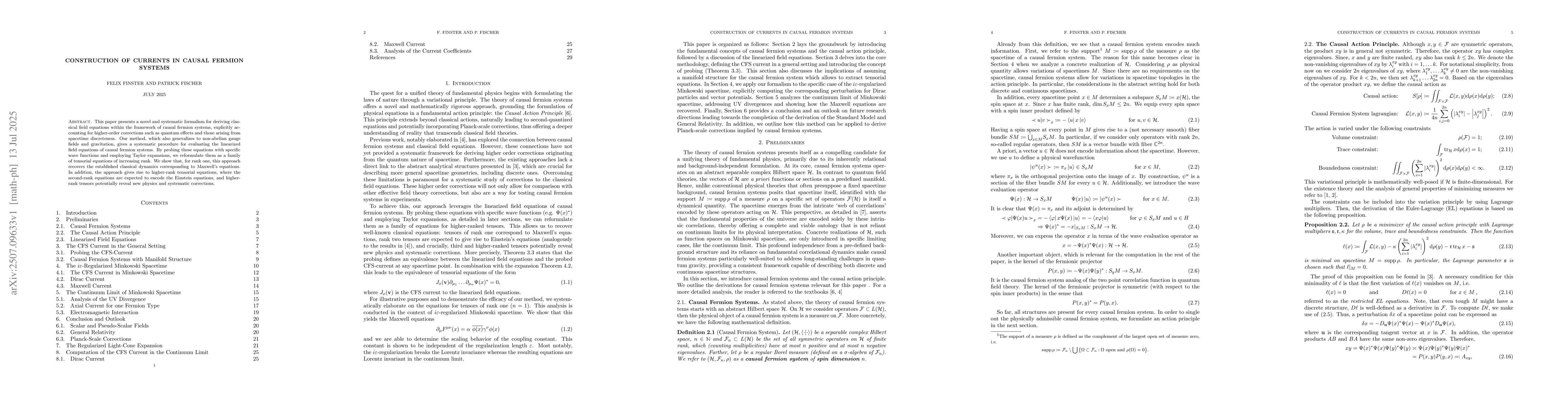 Thumbnail for Construction of Currents in Causal Fermion Systems