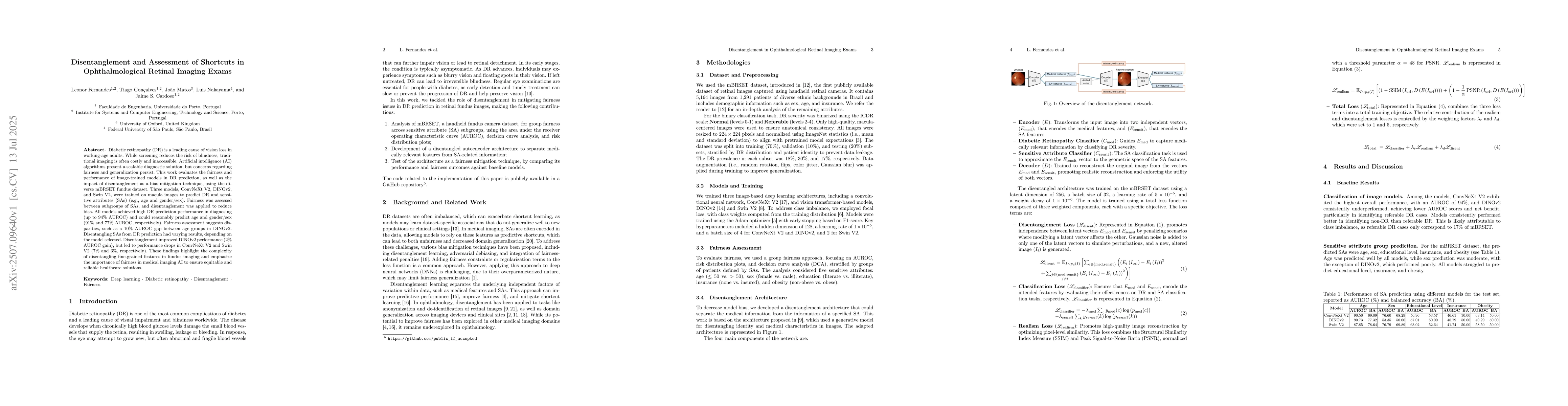 Thumbnail for Disentanglement and Assessment of Shortcuts in Ophthalmological Retinal
  Imaging Exams