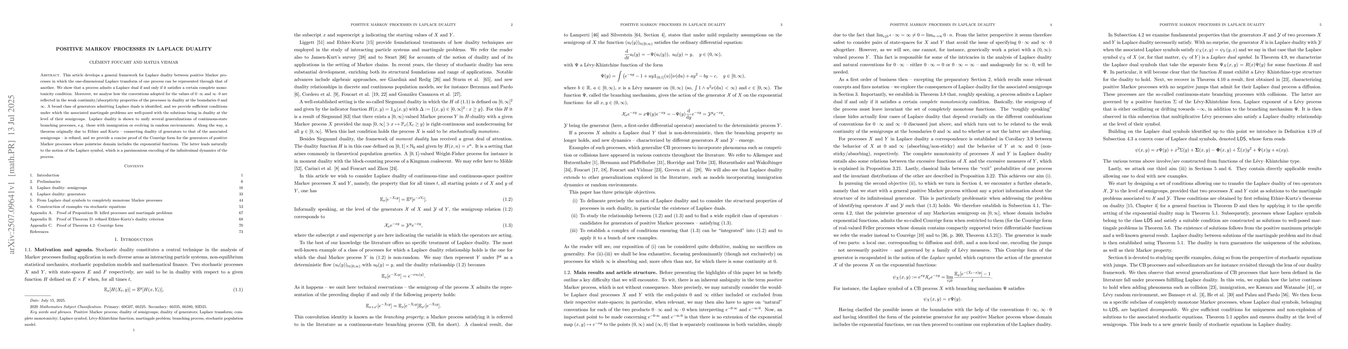 Thumbnail for Positive Markov processes in Laplace duality
