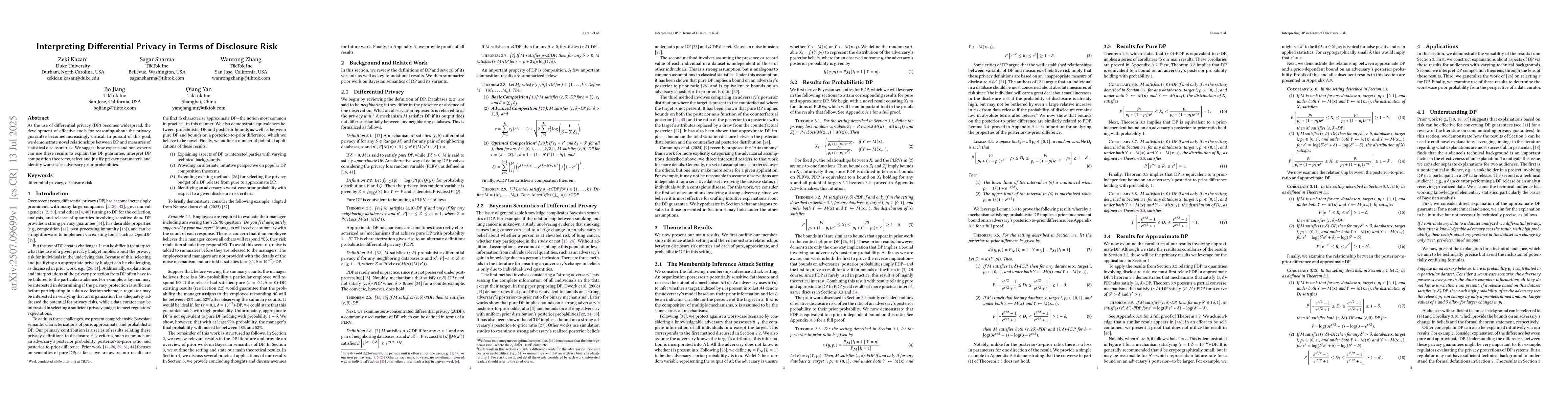 Thumbnail for Interpreting Differential Privacy in Terms of Disclosure Risk