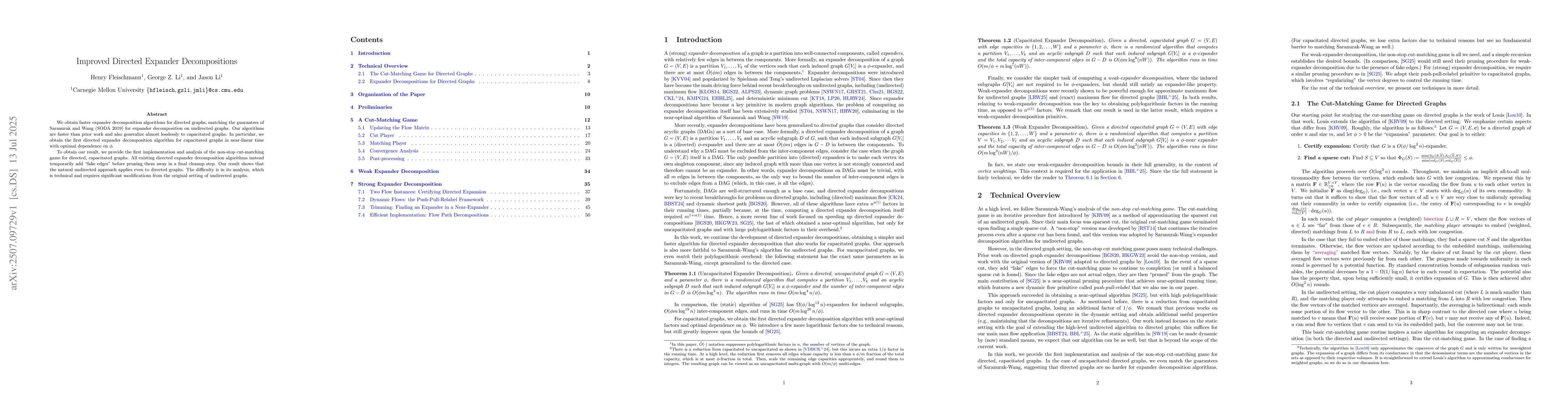 Thumbnail for Improved Directed Expander Decompositions