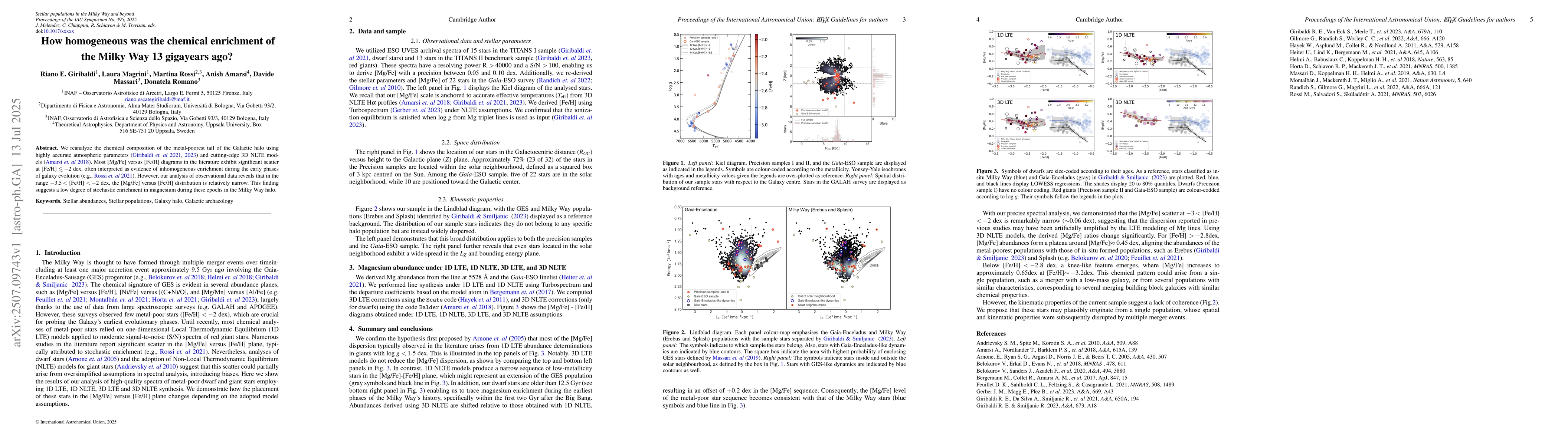 Thumbnail for How homogeneous was the chemical enrichment of the Milky Way 13
  gigayears ago?