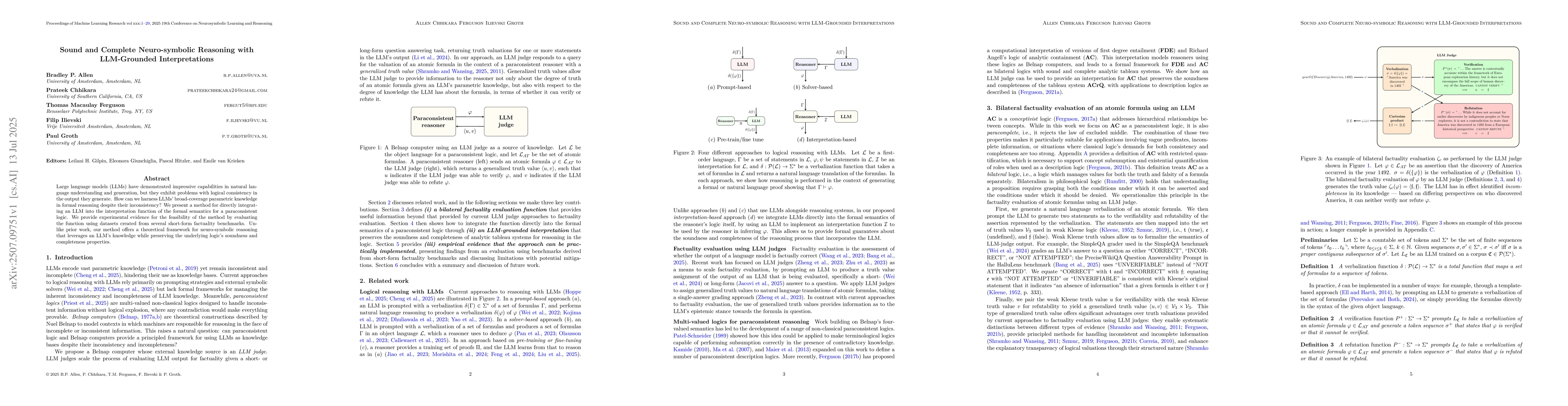 Thumbnail for Sound and Complete Neuro-symbolic Reasoning with LLM-Grounded
  Interpretations