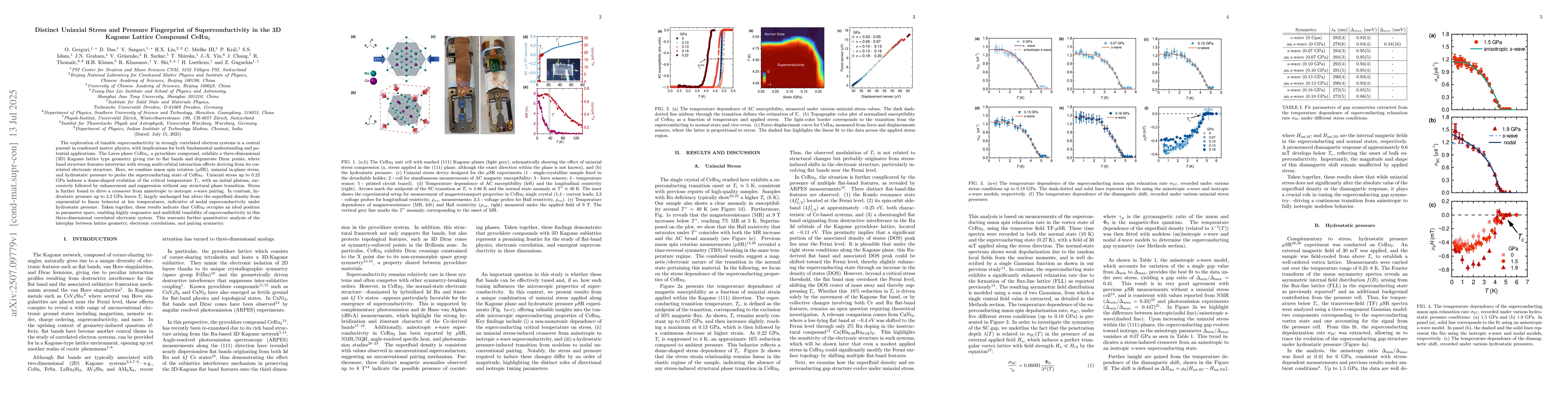 Thumbnail for Distinct Uniaxial Stress and Pressure Fingerprint of Superconductivity
  in the 3D Kagome Lattice Compound CeRu2