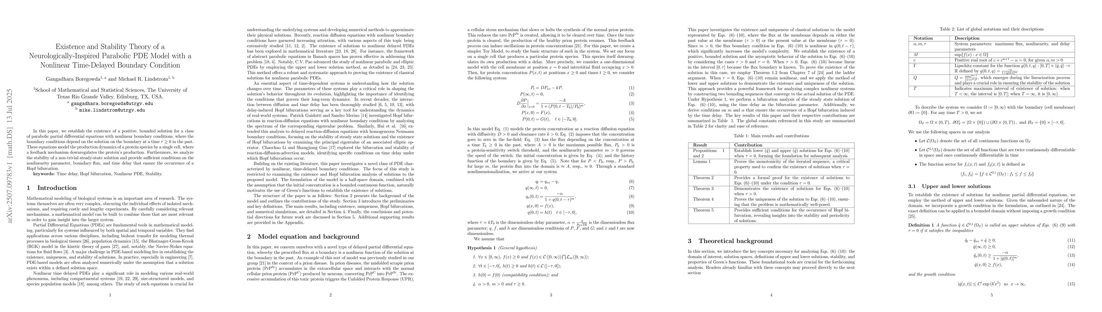 Thumbnail for Existence and Stability Theory of a Neurologically-Inspired Parabolic
  PDE Model with a Nonlinear Time-Delayed Boundary Condition