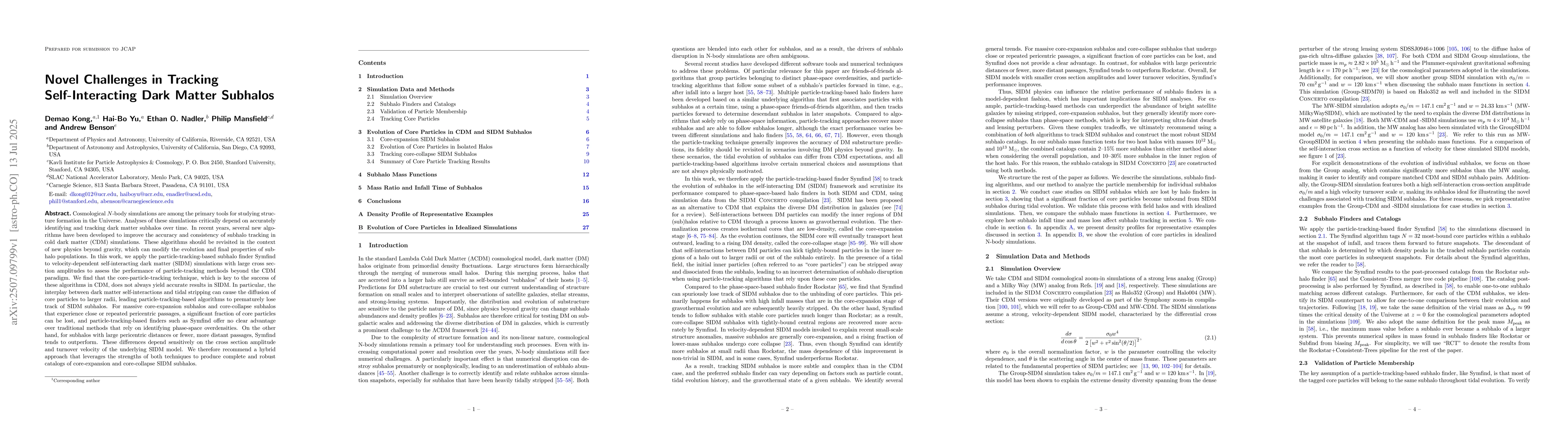 Thumbnail for Novel Challenges in Tracking Self-Interacting Dark Matter Subhalos