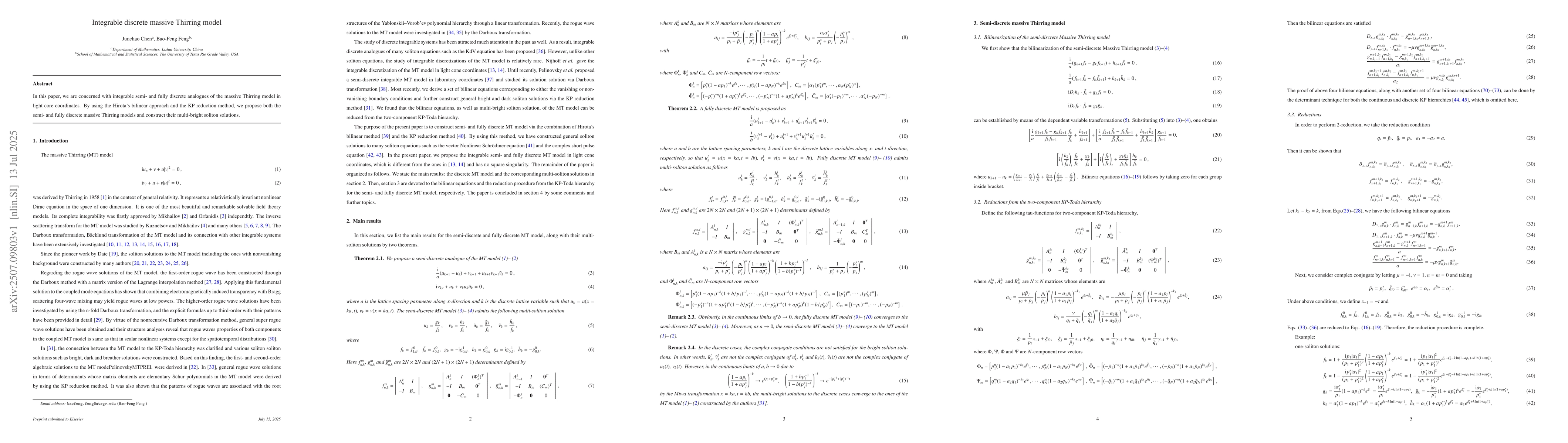 Thumbnail for Integrable discrete massive Thirring model