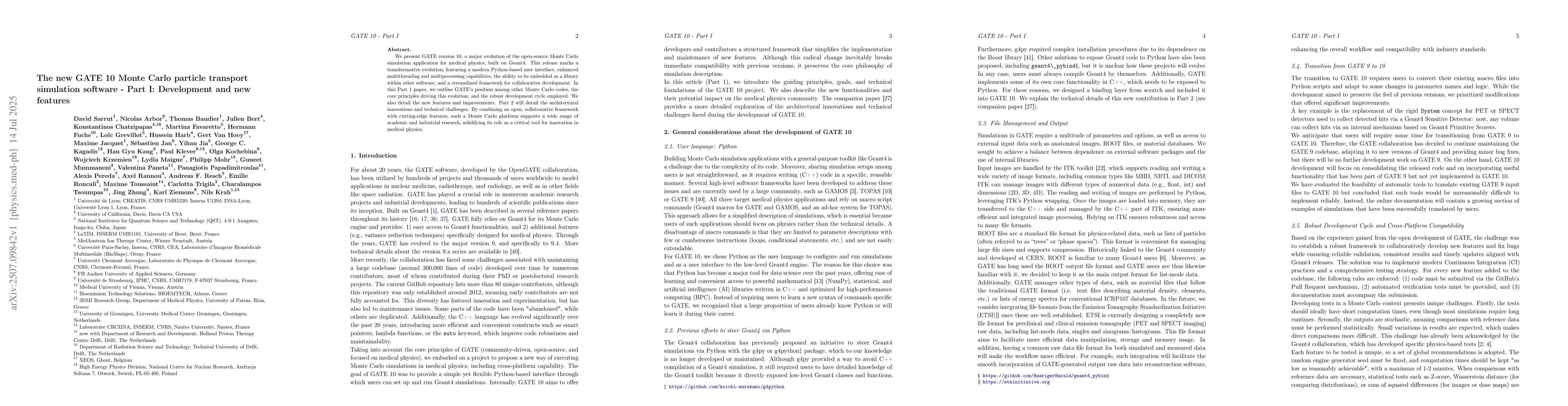 Thumbnail for The new GATE 10 Monte Carlo particle transport simulation software --
  Part I: Development and new features