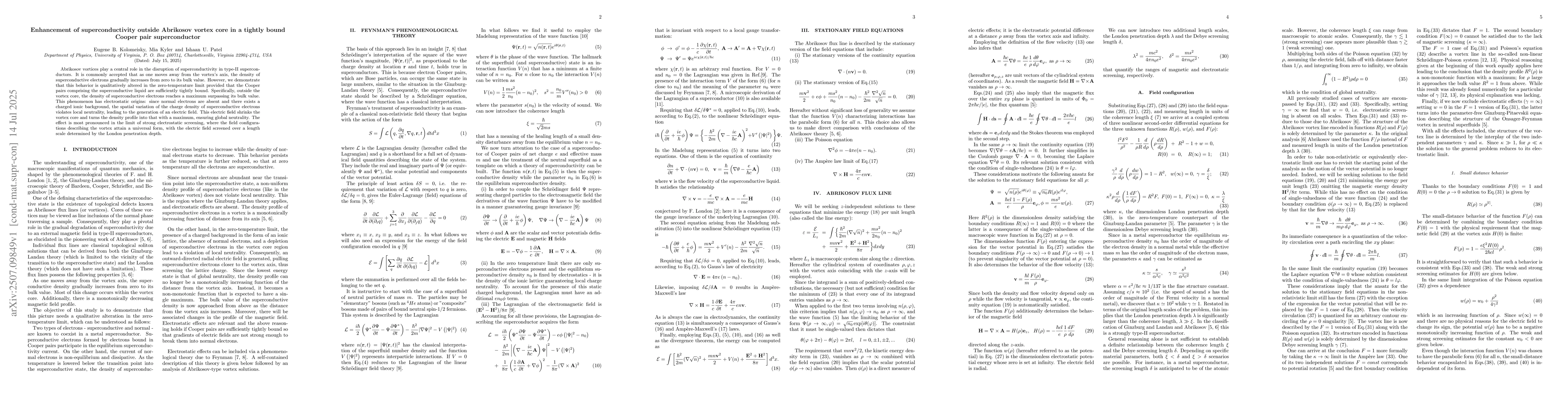 Thumbnail for Enhancement of superconductivity outside Abrikosov vortex core in a
  tightly bound Cooper pair superconductor