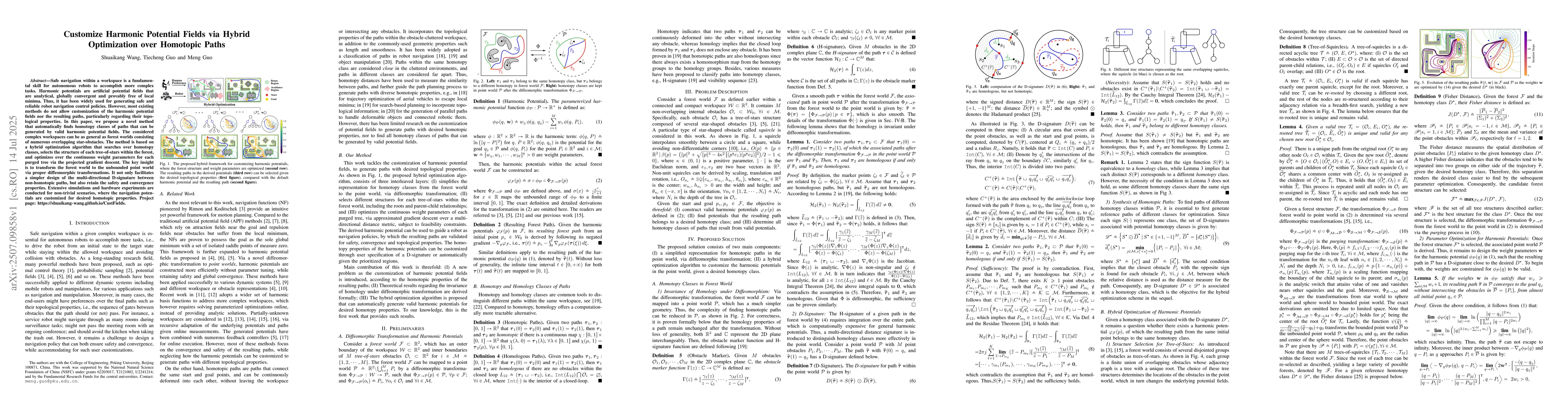 Thumbnail for Customize Harmonic Potential Fields via Hybrid Optimization over
  Homotopic Paths