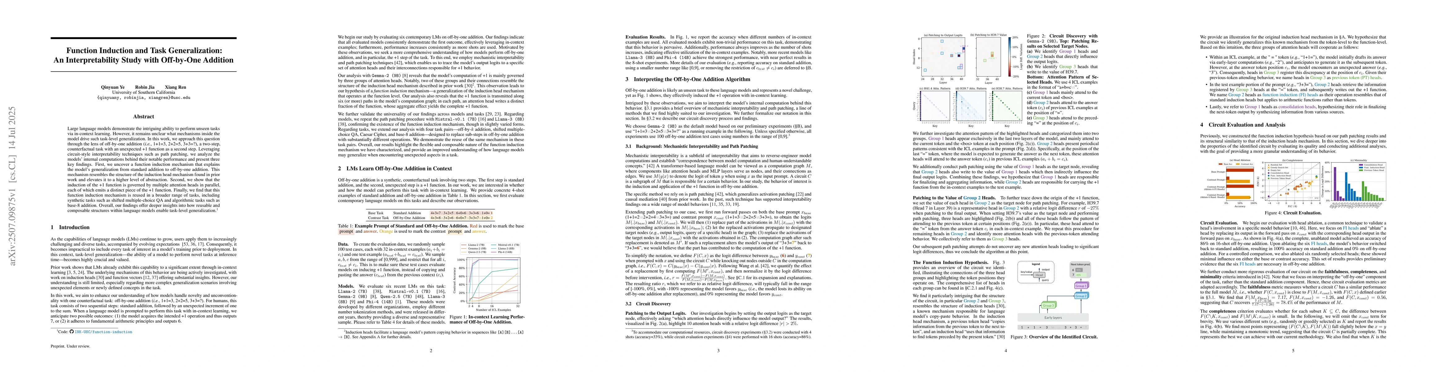 Thumbnail for Function Induction and Task Generalization: An Interpretability Study
  with Off-by-One Addition