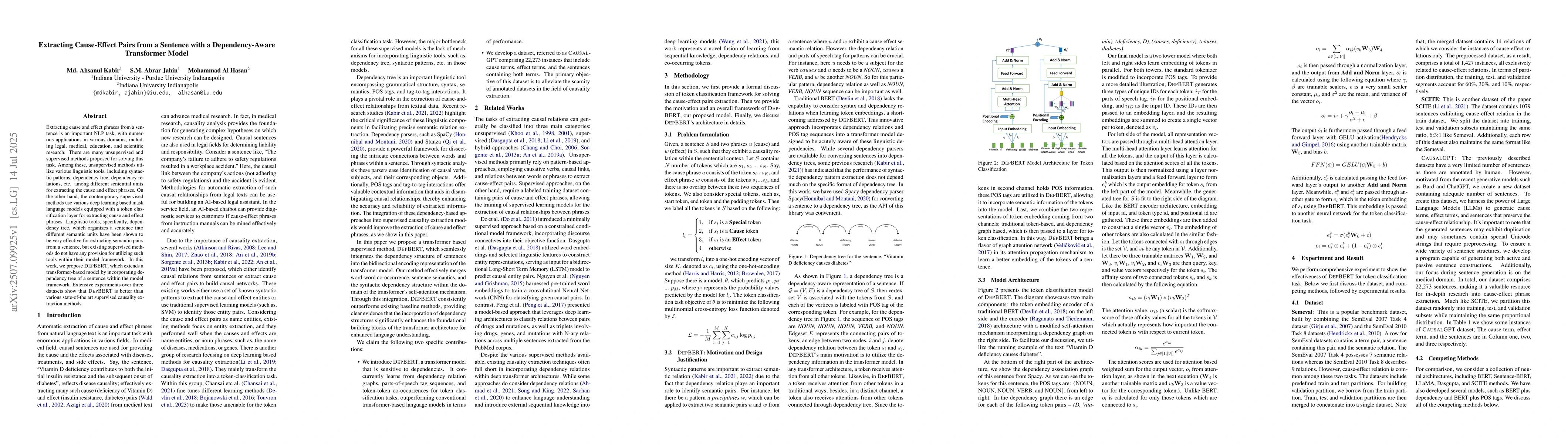 Thumbnail for Extracting Cause-Effect Pairs from a Sentence with a Dependency-Aware
  Transformer Model