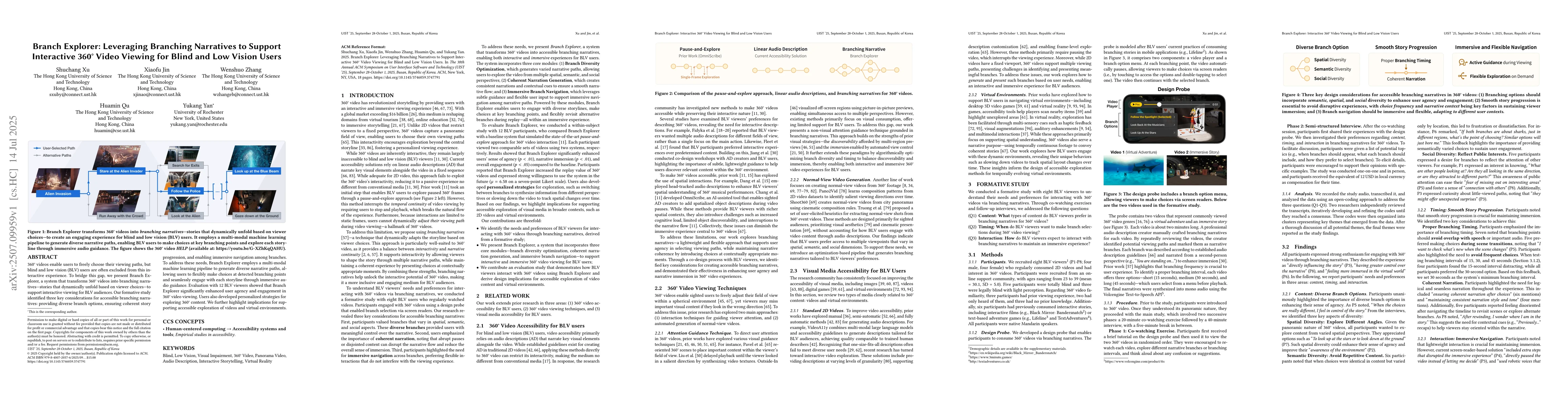 Thumbnail for Branch Explorer: Leveraging Branching Narratives to Support Interactive
  360° Video Viewing for Blind and Low Vision Users