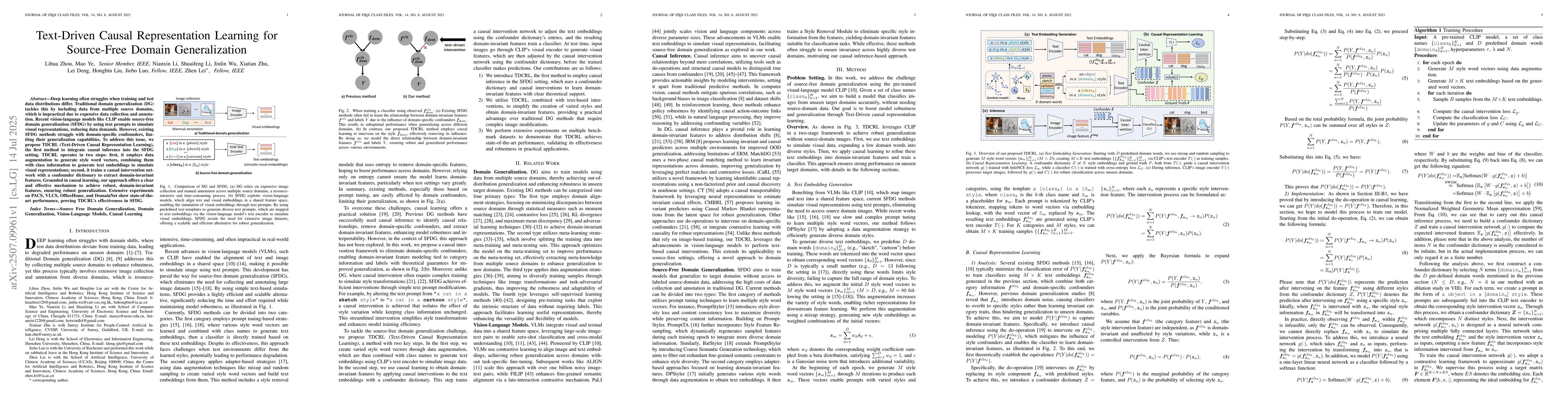 Thumbnail for Text-Driven Causal Representation Learning for Source-Free Domain
  Generalization
