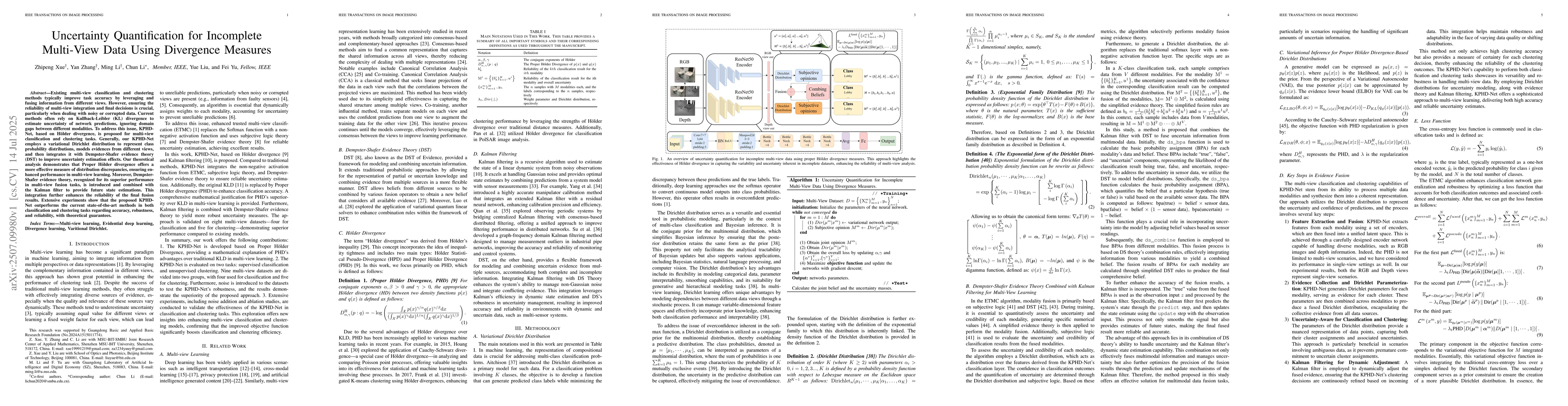 Thumbnail for Uncertainty Quantification for Incomplete Multi-View Data Using
  Divergence Measures