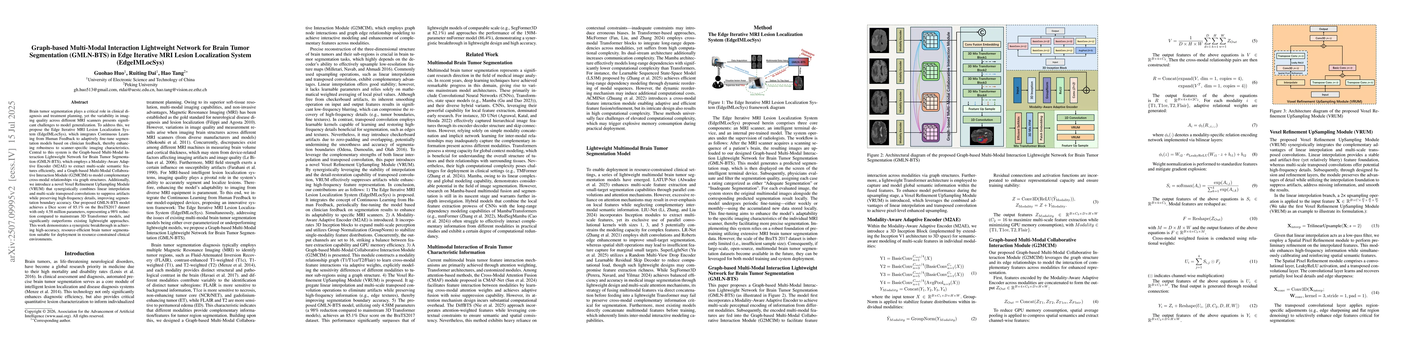 Thumbnail for Graph-based Multi-Modal Interaction Lightweight Network for Brain Tumor
  Segmentation (GMLN-BTS) in Edge Iterative MRI Lesion Localization System
  (EdgeIMLocSys)