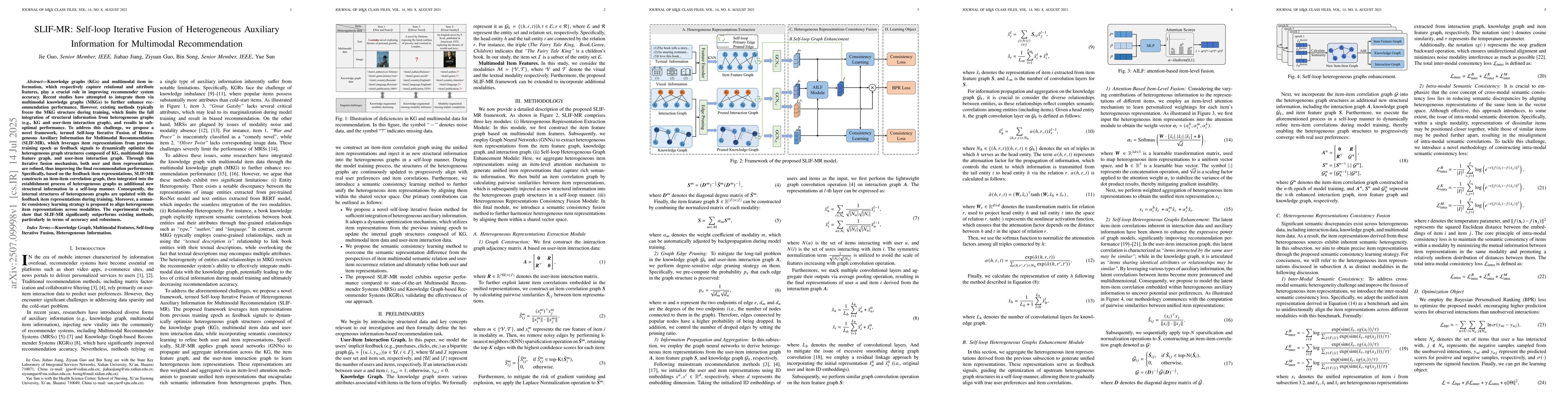 Thumbnail for SLIF-MR: Self-loop Iterative Fusion of Heterogeneous Auxiliary
  Information for Multimodal Recommendation