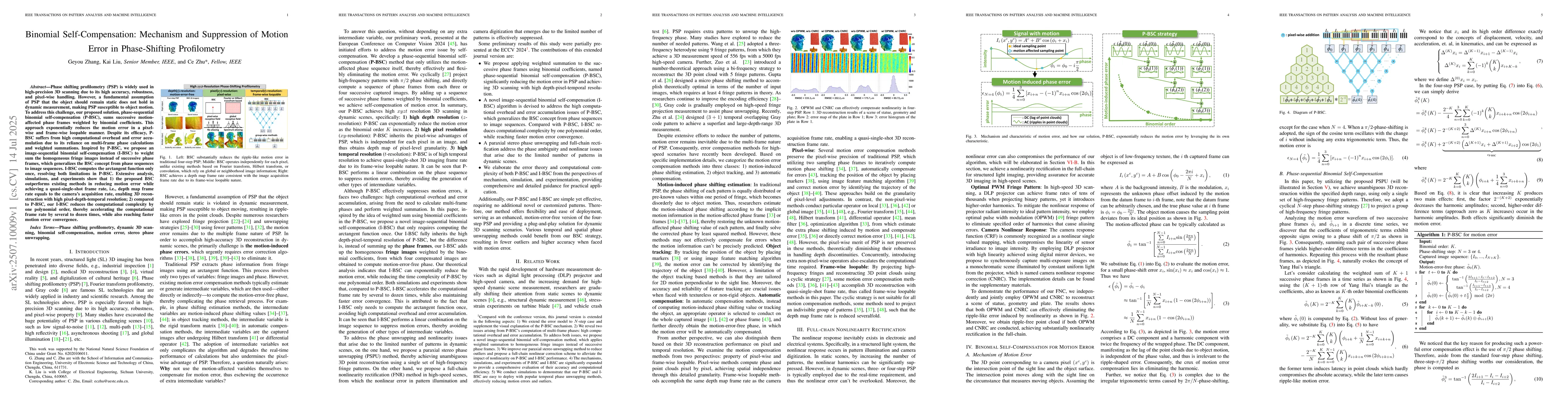 Thumbnail for Binomial Self-Compensation: Mechanism and Suppression of Motion Error in
  Phase-Shifting Profilometry