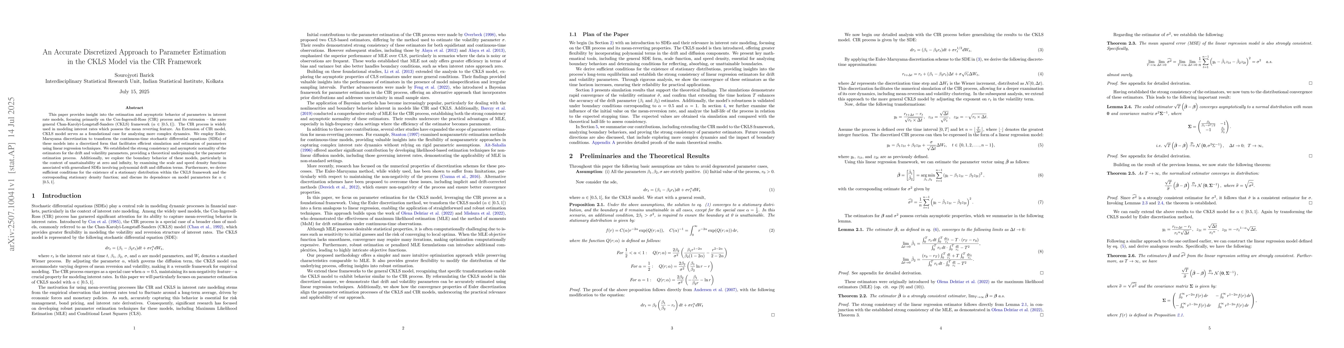 Thumbnail for An Accurate Discretized Approach to Parameter Estimation in the CKLS
  Model via the CIR Framework