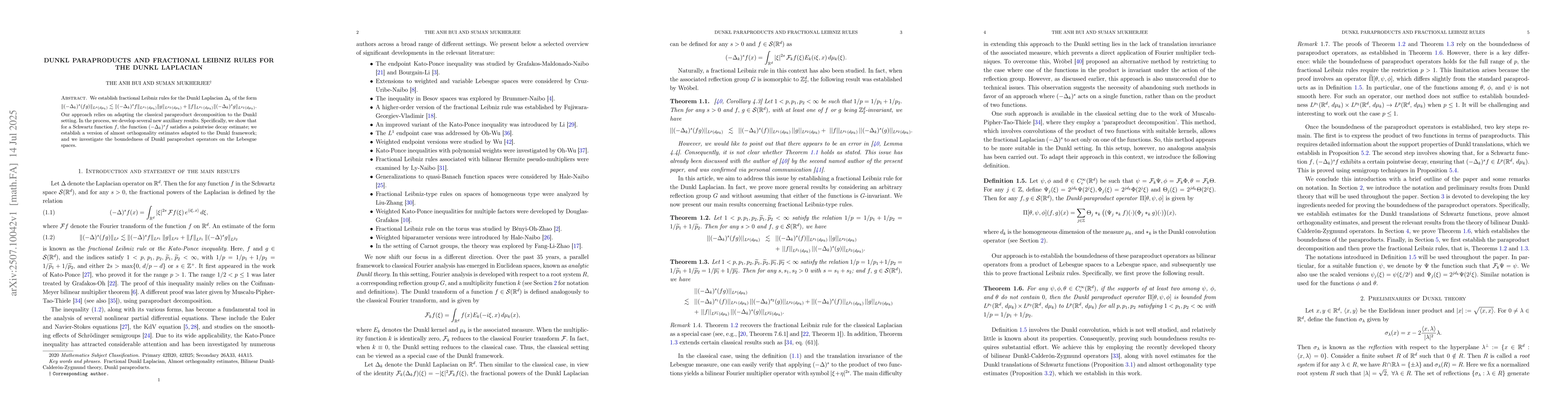 Thumbnail for Dunkl paraproducts and fractional Leibniz rules for the Dunkl Laplacian