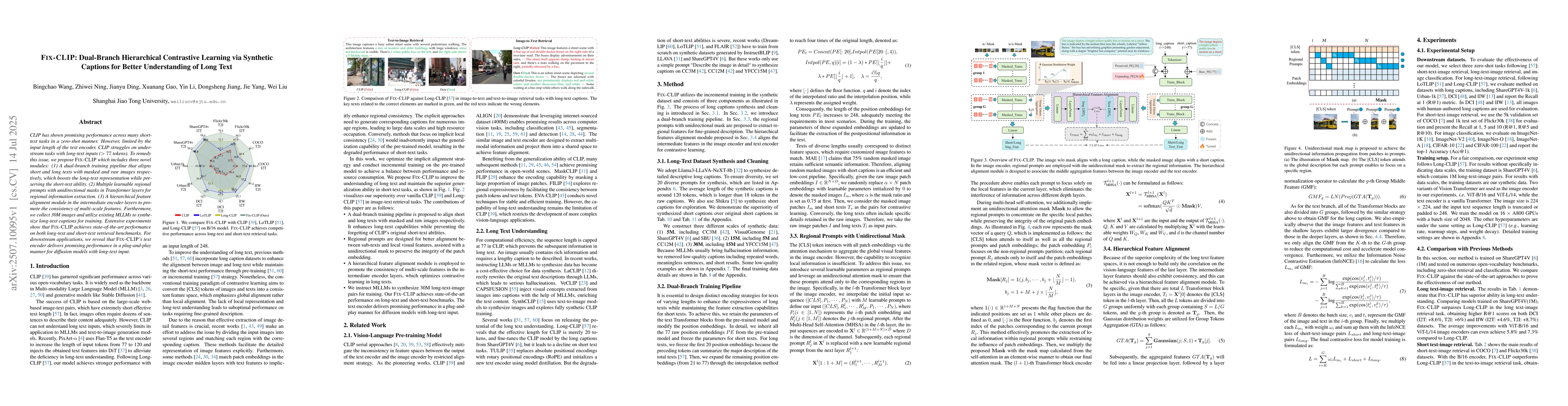 Thumbnail for FIX-CLIP: Dual-Branch Hierarchical Contrastive Learning via Synthetic
  Captions for Better Understanding of Long Text