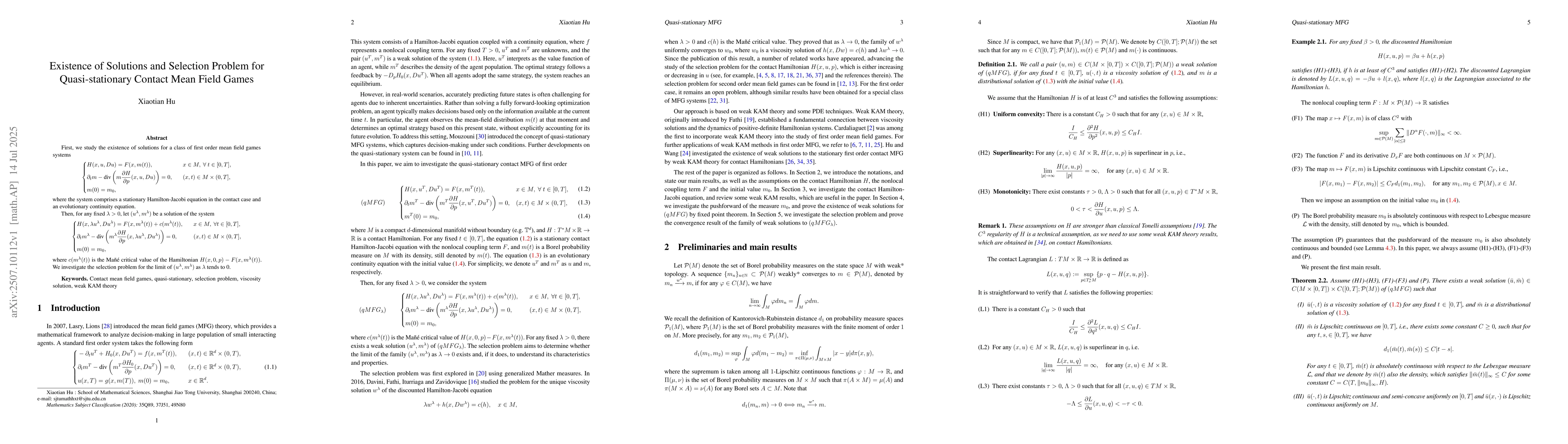 Thumbnail for Existence of Solutions and Selection Problem for Quasi-stationary
  Contact Mean Field Games