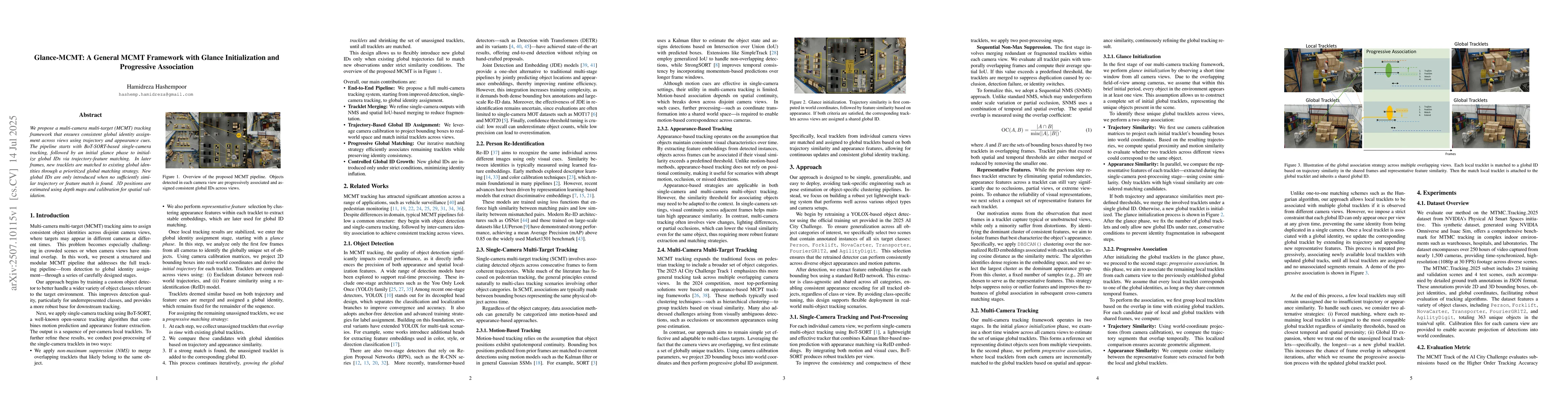 Thumbnail for Glance-MCMT: A General MCMT Framework with Glance Initialization and
  Progressive Association