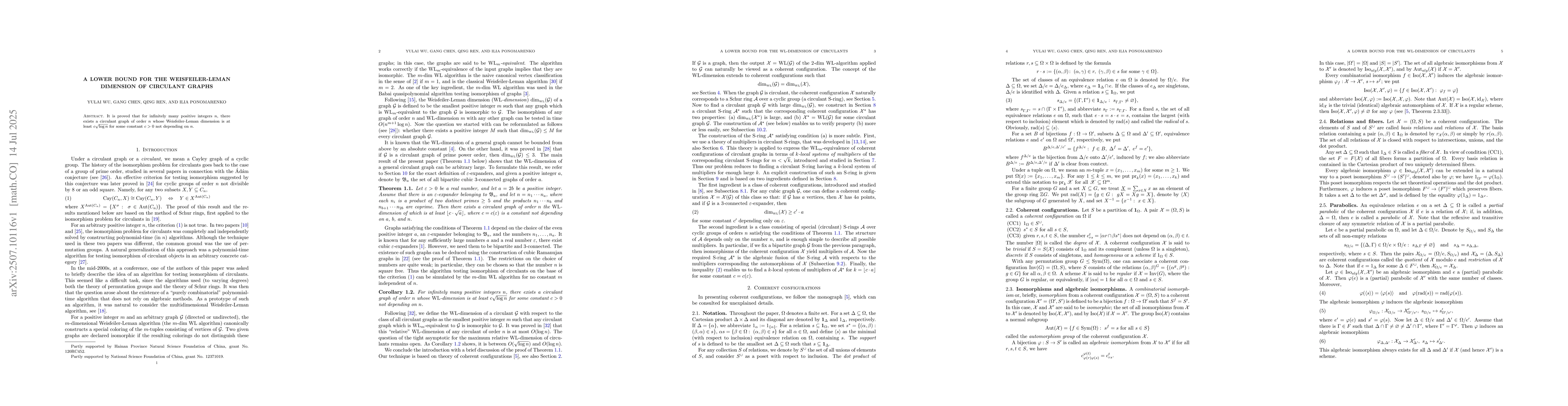Thumbnail for A lower bound for the Weisfeiler-Leman dimension of circulant graphs