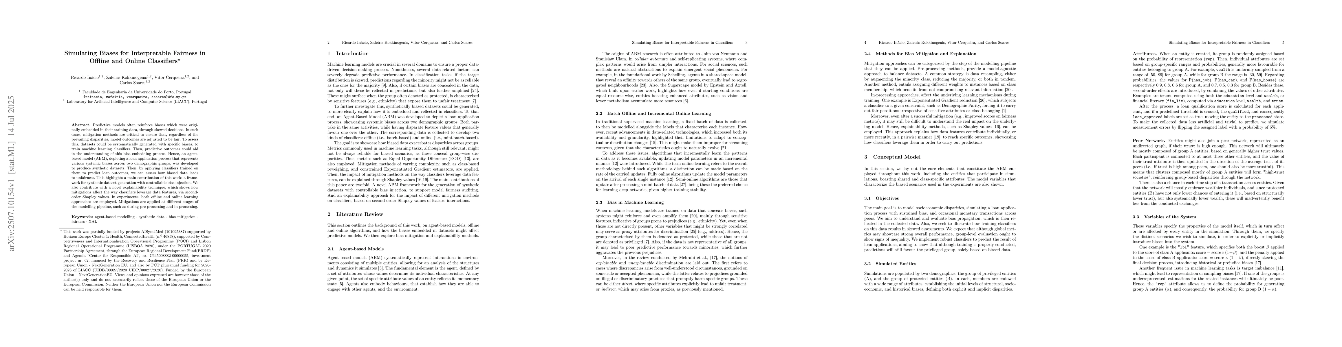 Thumbnail for Simulating Biases for Interpretable Fairness in Offline and Online
  Classifiers