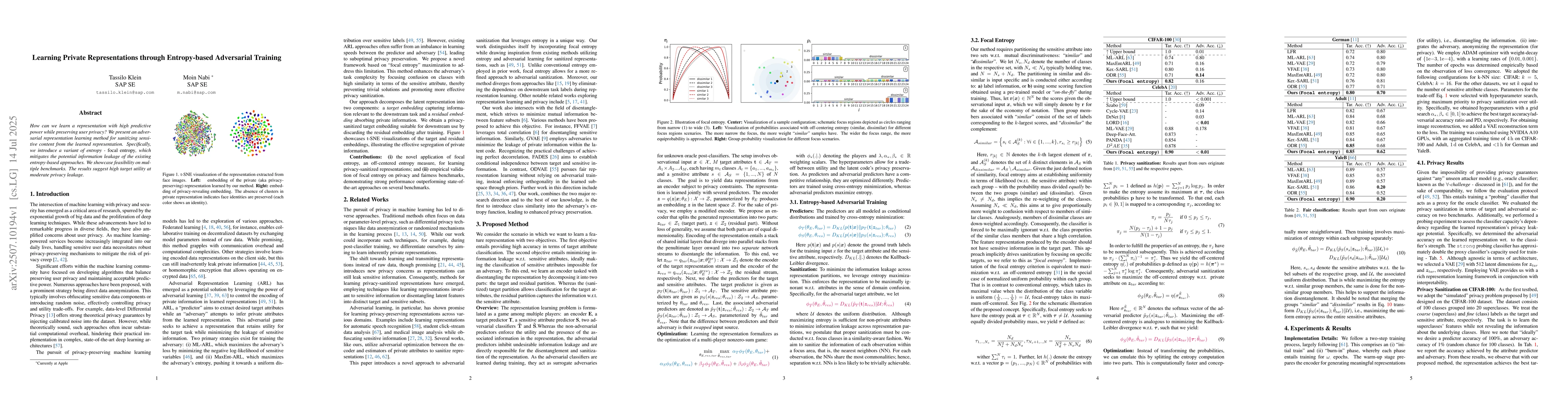 Thumbnail for Learning Private Representations through Entropy-based Adversarial
  Training