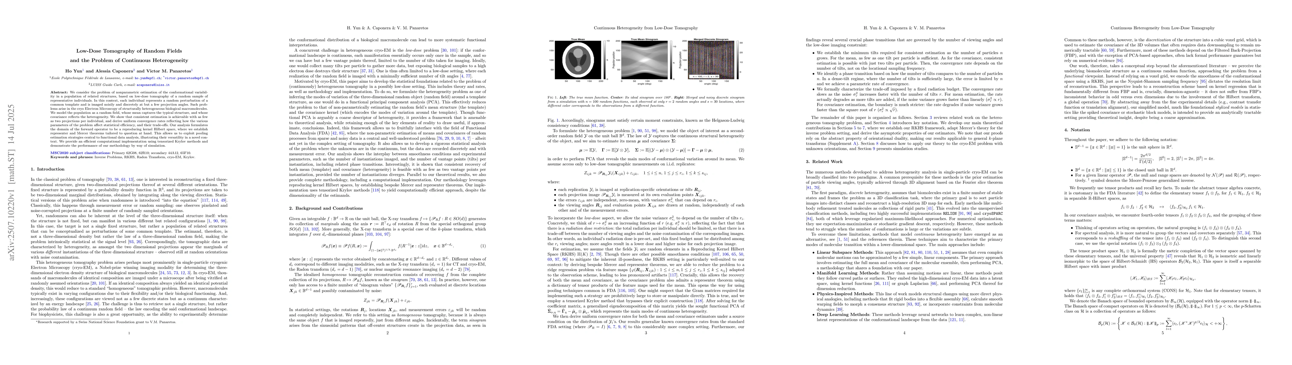 Thumbnail for Low-Dose Tomography of Random Fields and the Problem of Continuous
  Heterogeneity