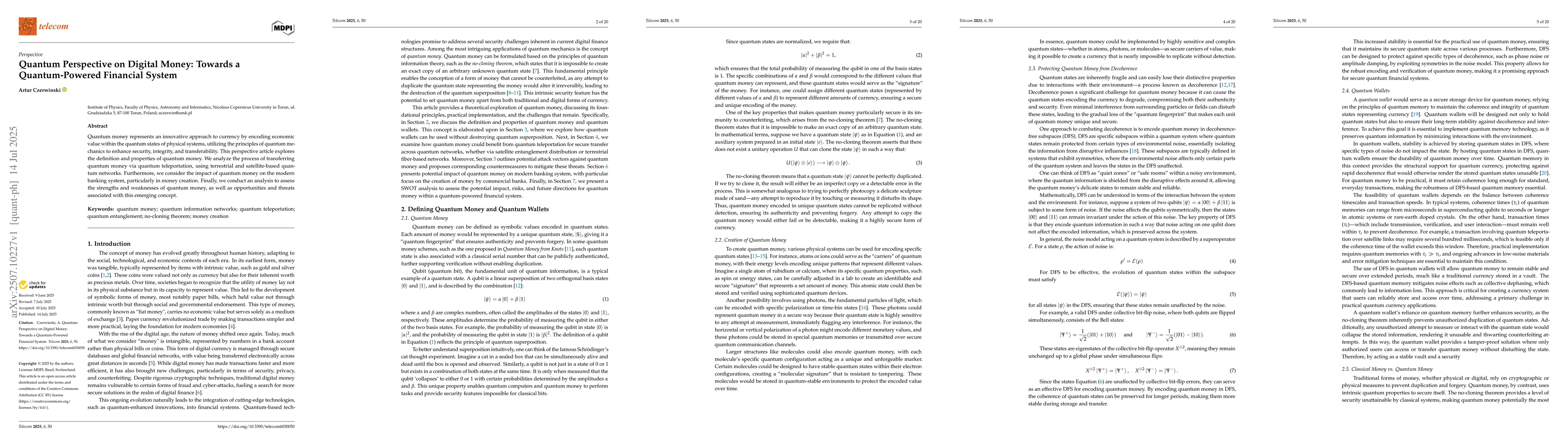 Thumbnail for Quantum Perspective on Digital Money: Towards a Quantum-Powered
  Financial System