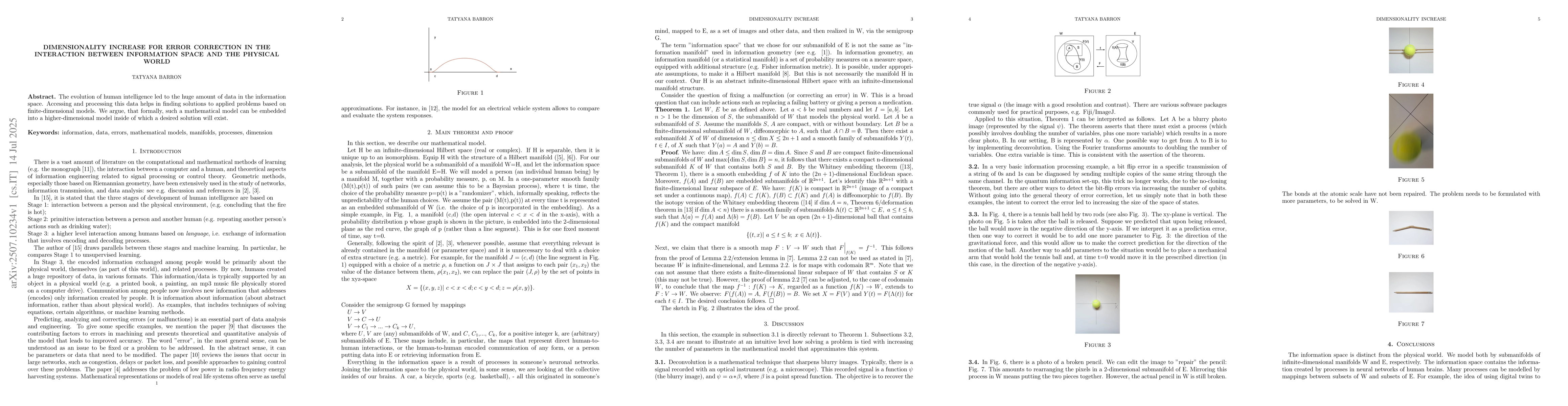 Thumbnail for Dimensionality increase for error correction in the interaction between
  information space and the physical world