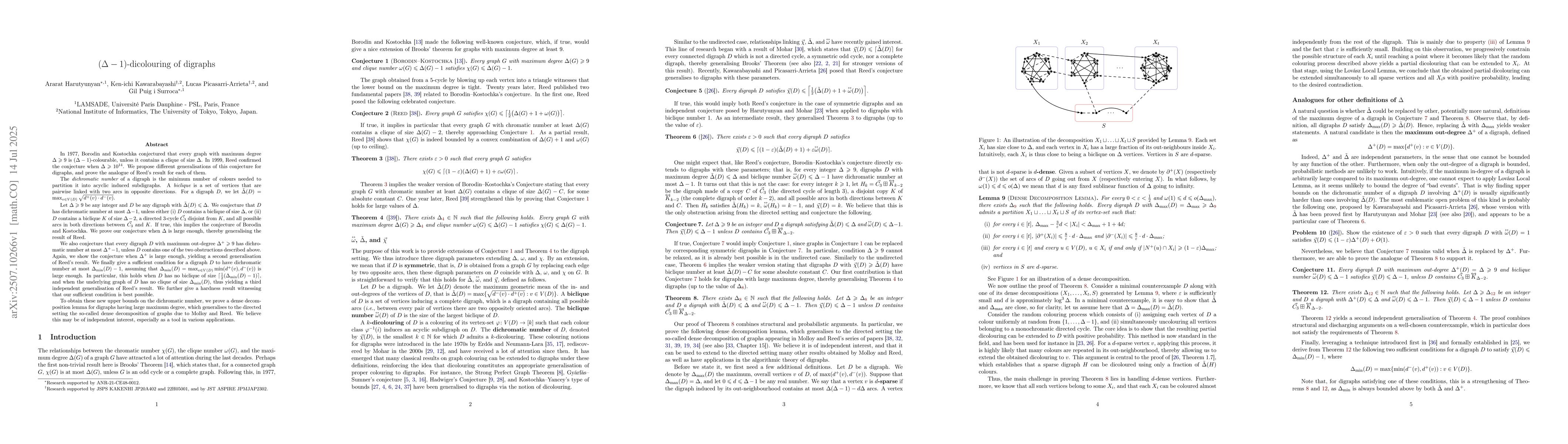 Thumbnail for $(Δ-1)$-dicolouring of digraphs
