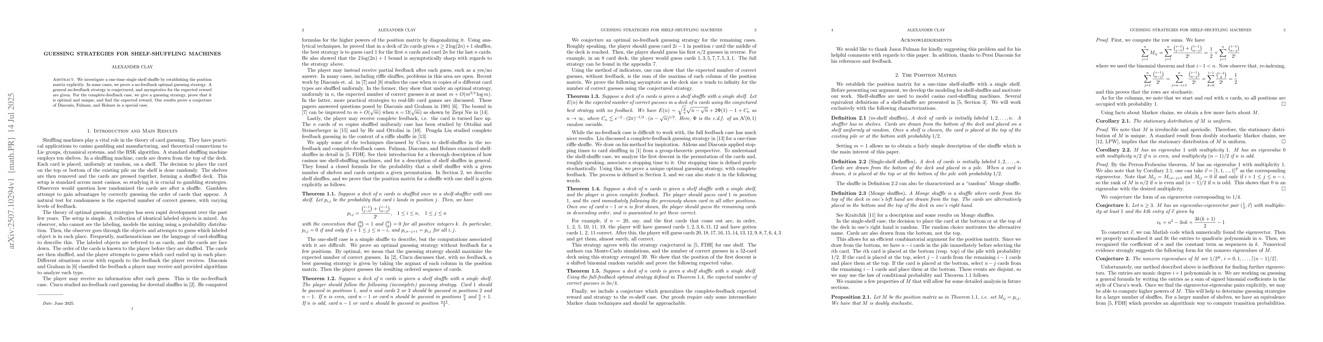 Thumbnail for Guessing Strategies for Shuffling Machines