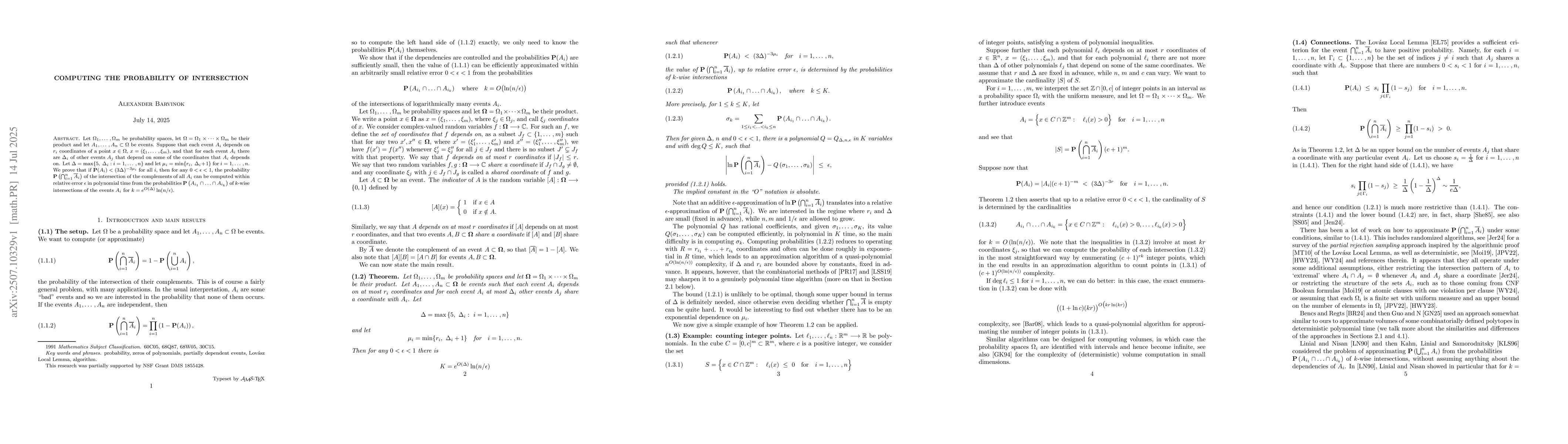 Thumbnail for Computing the probability of intersection