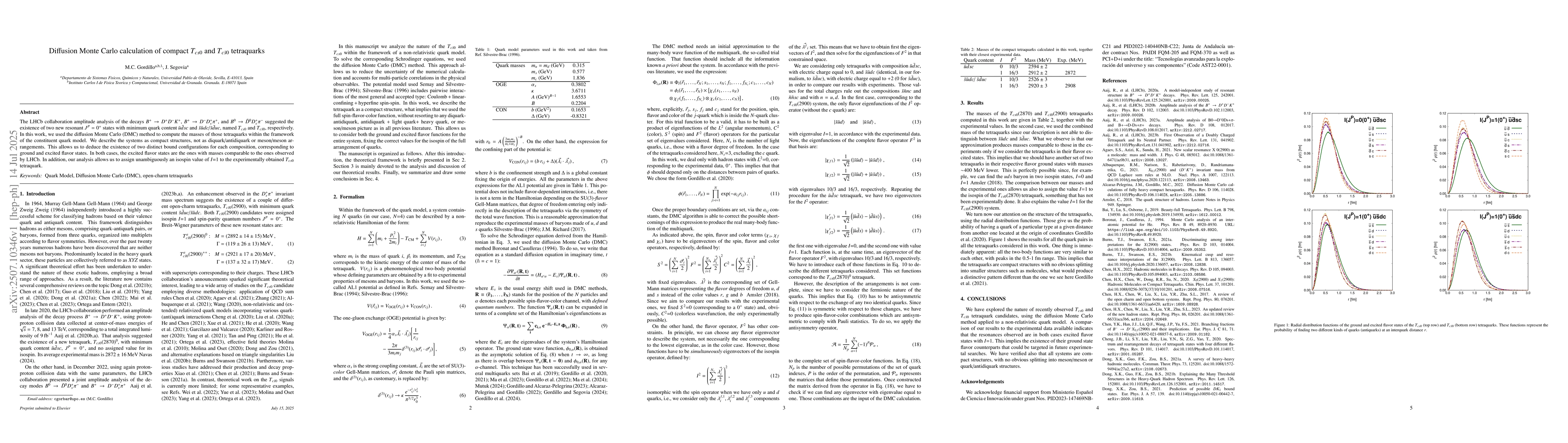 Thumbnail for Diffusion Monte Carlo calculation of compact $T_{cs0}$ and
  $T_{c\bar{s}0}$ tetraquarks