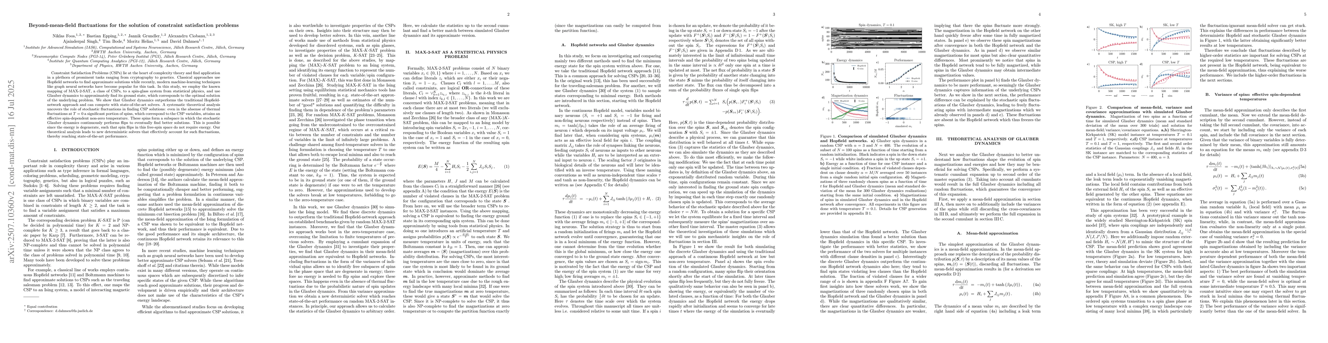 Thumbnail for Beyond-mean-field fluctuations for the solution of constraint
  satisfaction problems