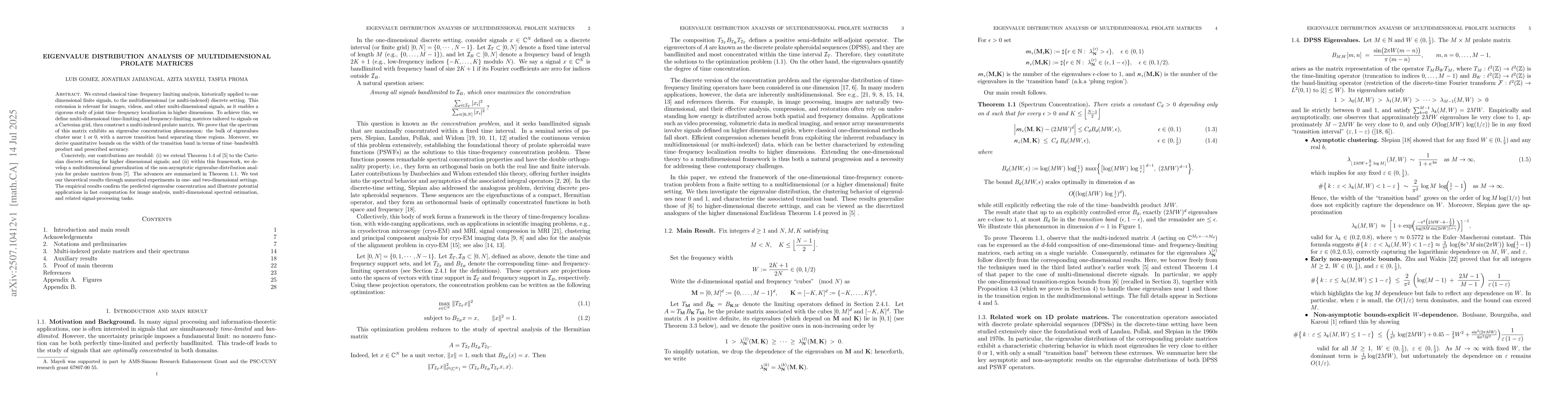 Thumbnail for Eigenvalue distribution analysis of multidimensional prolate matrices
