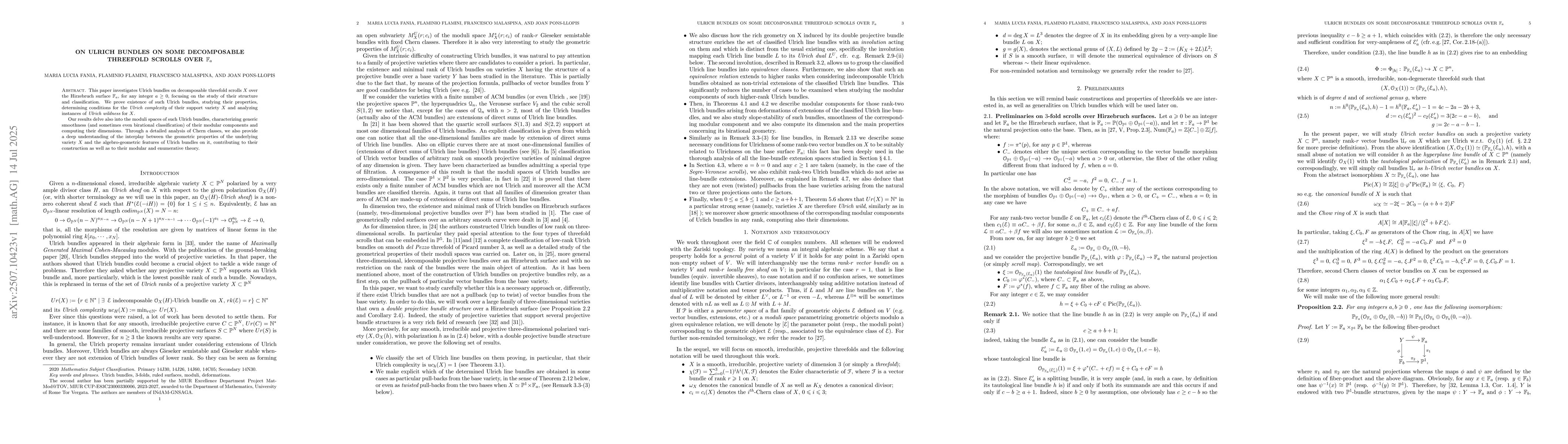 Thumbnail for On Ulrich bundles on some decomposable threefold scrolls over $\mathbb
  F_a$