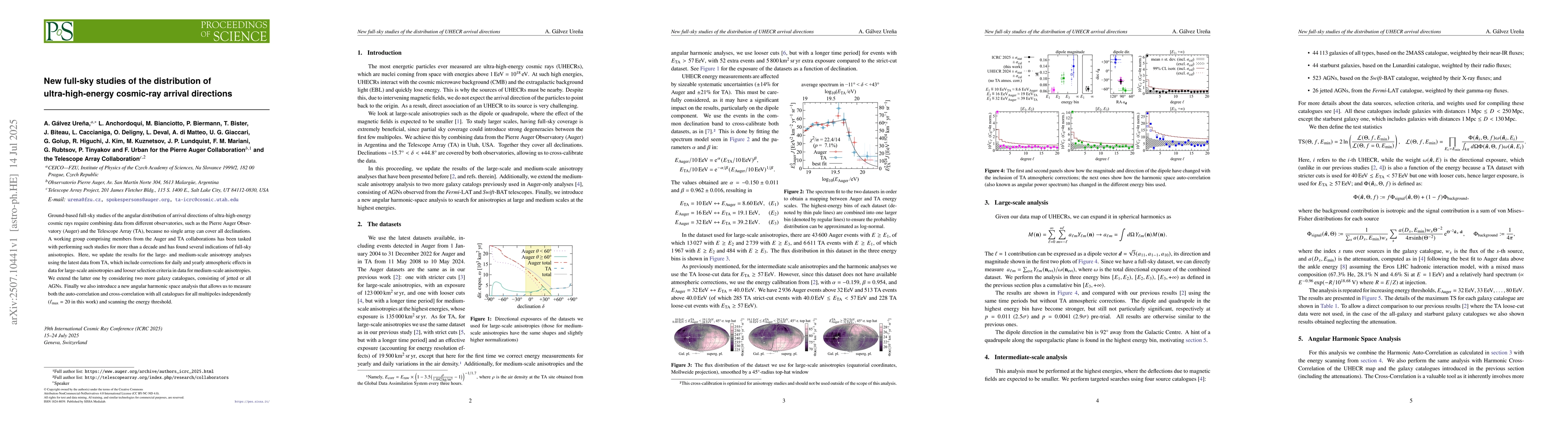 Thumbnail for New full-sky studies of the distribution of ultra-high-energy cosmic-ray
  arrival directions