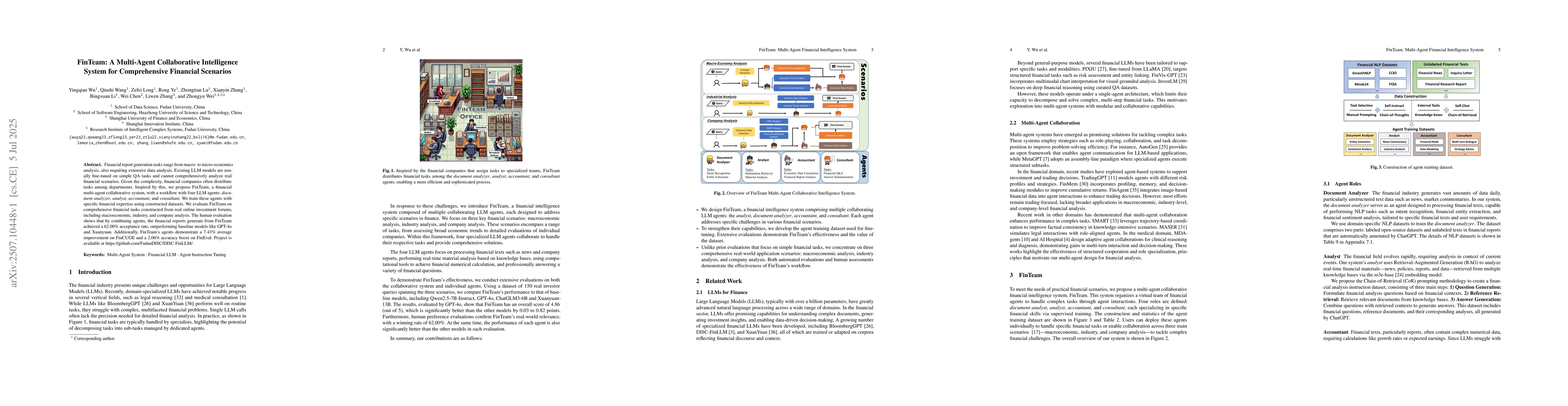 Thumbnail for FinTeam: A Multi-Agent Collaborative Intelligence System for
  Comprehensive Financial Scenarios