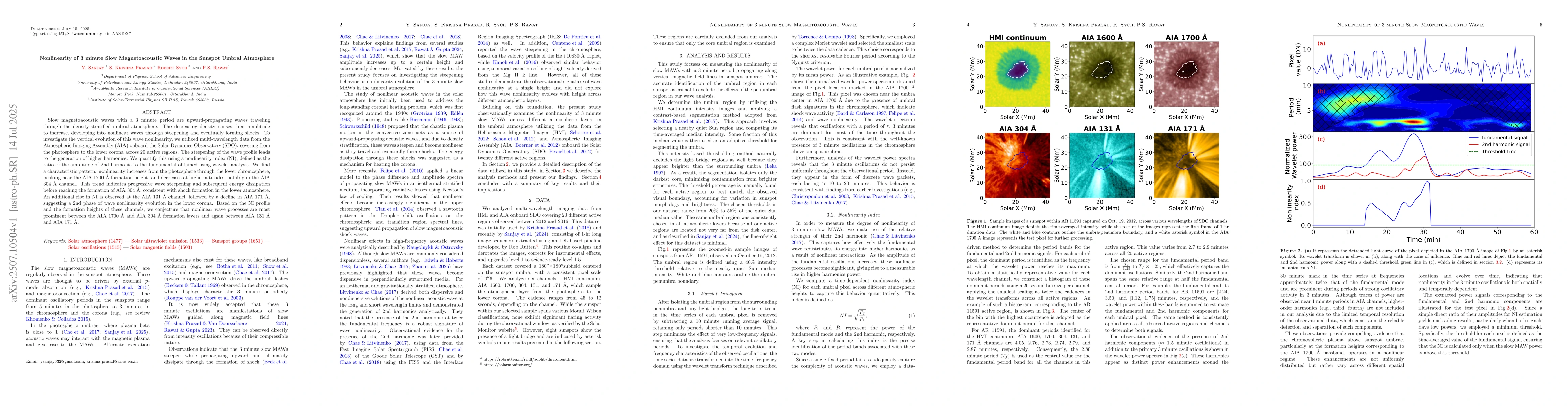 Thumbnail for Nonlinearity of 3 minute Slow Magnetoacoustic Waves in the Sunspot
  Umbral Atmosphere